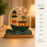Kids LED Stand Laser Cut Bundle SVG | Night Light Display Base DXF | Glow Lamp Stand CNC Files | Wooden LED Light Holder Template PDF EPS PNG - Image 8
