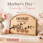Mother's Day Gift for Mom | Personalized Wooden Sign Laser Cut File | Instant Download - Image 9