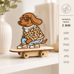 3D Skateboarding Animals Laser Cut Files | Animal Skateboard SVG Bundle | Kids Nursery Decor Glowforge CNC Digital Download - Image 8