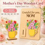 Mother's Day Gift for Mom | Wooden Greeting Card Laser Cut File | SVG DXF PDF EPS PNG CDR Download - Image 9