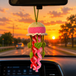 Heart Leaves Jellyfish Crochet Pattern PDF, Car Mirror Hanging Charm, Rear View Mirror Decor, Cute Amigurumi Gift - Image 4