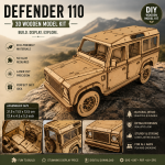 Defender 110 Wooden Model Kit | 3D Laser Cut SUV Puzzle | DIY Off-Road Vehicle | Digital SVG DXF PDF AI EPS Files