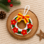 Christmas Wreath Crochet Pattern PDF, Poinsettia Wreath Pattern, Holiday Home Decor, Christmas Ornament Crochet Tutorial - Image 6