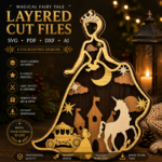 14x HUGE Bundle Princess Fairy Multilayer 3D Wooden Engraved Laser Cut File, Decoration Ornament Glowforge Make, Svg Dxf Pdf Ai Lbrn Files - Image 10