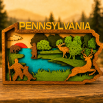 Pennsylvania SVG, 9 Layers State Art, Plywood Cut File - Image 2