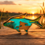 Fisherman SVG, 3D Layered Fish, Fishing Scene File, Glowforge Cut File - Image 2
