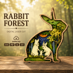 Rabbit SVG, Bunny SVG, 3D Layered Mandala, 7 Layer Laser Cut