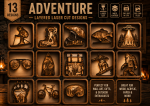 Adventure Layered Laser Cut Bundle | 13 Multi Layer SVG Files | Outdoor Wildlife Camping Hiking Bigfoot UFO Designs | Glowforge CNC Cut Files