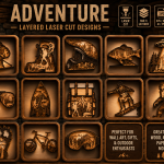 Adventure Layered Laser Cut Bundle | 13 Multi Layer SVG Files | Outdoor Wildlife Camping Hiking Bigfoot UFO Designs | Glowforge CNC Cut Files