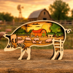 Pig SVG, 3D Layered Mandala, Farm Animal, Glowforge Laser Cut - Image 2
