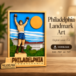 Philadelphia SVG 3D City Skyline, 6 Layers Landscape Cut File