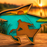 Fisherman SVG, 3D Layered Fish, Fishing Scene File, Glowforge Cut File - Image 4