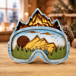 Ski Goggles SVG, Layered Mountain Art, 3D Skiing - Image 2