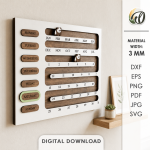 3D Calendar Laser Cut Bundle, Wooden Perpetual Calendar SVG, Desk Calendar CNC Template, DXF PDF EPS Files - Image 2