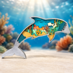 Dolphin SVG 3D Layered Silhouette, Ocean Sea Life Cut File, Laser Cut 6 Layer - Image 2