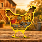 Chicken SVG 3D Layered Mandala, Farmhouse Animal Cut File, Glowforge Laser Cut Multi Layer Plywood - Image 2