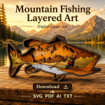 Bass Fishing SVG 3D Layered Silhouette, Largemouth Fish Cut File, Glowforge Laser Cut 9 Layer