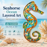 Seahorse SVG 3D Layered Mandala, Sea Life Cut File, Laser Cut