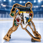 Hockey Player SVG 3D Layered Silhouette, Ice Rink Sports Cut File - Image 2