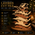 Dragon Fire Multilayer 3D Wooden Engraved Laser Cut File, Fantasy Decoration Ornament Glowforge Make, Svg Dxf Ai Pdf Instant Download File - Image 2