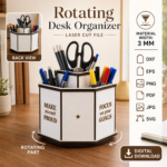 Rotating Organizer Bundle SVG Laser Cut, Wooden Desk Storage Caddy DXF, Makeup Holder, Craft Organizer Digital Download - Image 8