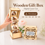 Photo Memory Box Laser Cut File | Wooden Love Gift Box SVG | Glowforge CNC Template - Image 10