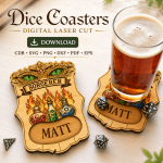 Dice Coaster SVG Bundle | Dungeons and Dragons Coasters Laser Cut File | Digital Download - Image 10