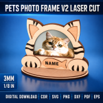 Pets Photo Frame Laser Cut SVG | Dog Cat Picture Frame CNC Files | Pet Memorial Photo Holder | Wooden Animal Frame Digital Download - Image 9