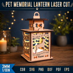 Pet Memorial Lantern Laser Cut File | Dog Cat Remembrance Candle Holder SVG | Personalized Pet Loss Sympathy Gift | Wooden Memorial Lantern CNC DXF PDF EPS - Image 9