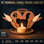 Pet Memorial Candle Holder Laser Cut File | Dog Cat Remembrance Lantern SVG | Personalized Pet Loss Gift | Wooden Sympathy Candle Holder CNC Template - Image 8