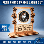 Pet Photo Frame Laser Cut File | Dog Cat Picture Frame SVG | Pet Memorial Frame DXF | Wooden Pet Portrait CNC Template - Image 9