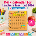 Teacher Calendar 2026 SVG | Desk Calendar Laser Cut File | Digital Download - Image 10
