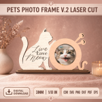 Pets Photo Frame v.2 Laser Cut SVG | Dog Cat Picture Frame CNC Files | Pet Memorial Photo Holder Template | Wooden Pet Lover Gift DXF EPS PDF - Image 9