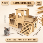Hamster House Laser Cut SVG | DIY Wooden Pet Hideout | Small Animal Cage Decor DXF - Image 9