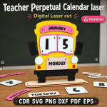 Teacher Calendar SVG | Perpetual Classroom Calendar Laser Cut File | Digital Download - Image 9