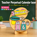 Teacher Calendar SVG | Perpetual Classroom Calendar Laser Cut File | Digital Download - Image 10