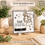 Pet Memorial Sign Laser Cut File, Dog Cat Remembrance SVG, Personalized Pet Loss Plaque, Rainbow Bridge Decor, CNC Digital Download - Image 9
