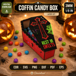 Halloween Coffin Favor Box SVG | Laser Cut Candy Holder DXF PDF | Gothic Treat Box Template | Spooky Gift Packaging - Image 10
