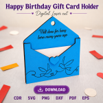 Birthday Gift Card Holder SVG | Happy Birthday Laser Cut File | Digital Download - Image 10