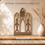 Gothic Windows Laser Cut SVG Bundle | 10 Cathedral Window Designs | Gothic Arch Wall Decor Files | Church Window CNC Pattern | CDR DXF PDF EPS PNG - Image 9