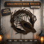 Halloween Front Door Wreath SVG Bundle | Pumpkin Ghost Bat Door Hanger Laser Cut Files | Fall Porch Decor Digital Download - Image 9