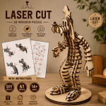 Wooden Cartoon Dog 3D Puzzle Kit Laser Cut – DIY Assembly Model, Educational STEM Toy, Creative Craft Gift for Kids & Adult