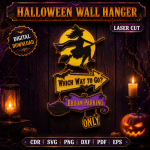 Halloween Wall Hanger Laser Cut SVG, Spooky Door Sign DXF, Witch Ghost Pumpkin Wall Decor, Halloween CNC Template, Digital Download File - Image 10