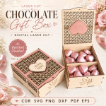 Flowers & Chocolate Gift Box Laser Cut Files, SVG DXF PDF Bundle, Gift Packaging Template - Image 8