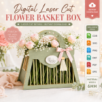 Flower Basket SVG Bundle, Laser Cut Gift Basket Template, DIY Home Decor and Floral Display - Image 9