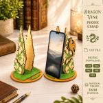 Dragon Phone Holder Laser Cut SVG, Fantasy Dragon Desk Stand, Wooden Phone Stand CNC File, Digital Download - Image 8