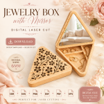 Jewelry Box Laser Cut Files, SVG DXF PDF Bundle, Wooden Mirror Organizer, Instant Download - Image 10