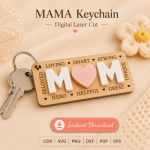 Mother's Day Keychain SVG, Mom Gift Laser Cut Template, DIY Family Keepsake Download - Image 8