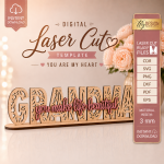 Mom Love You Desk Sign SVG, Laser Cut Gift for Mom, Glowforge Cricut CNC Files - Image 9