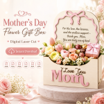 Flower Holder Laser Cut Files, SVG DXF PDF Bundle, Mother's Day Gift Box Download - Image 10